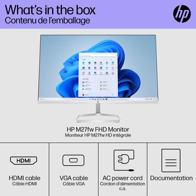 Monitor HP M27fw FHD de 27 polegadas com AMD FreeSync Tecnologia